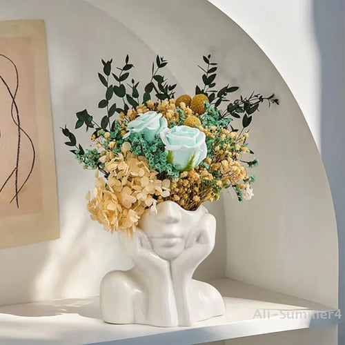 Nordic Art Girl Flower Vase