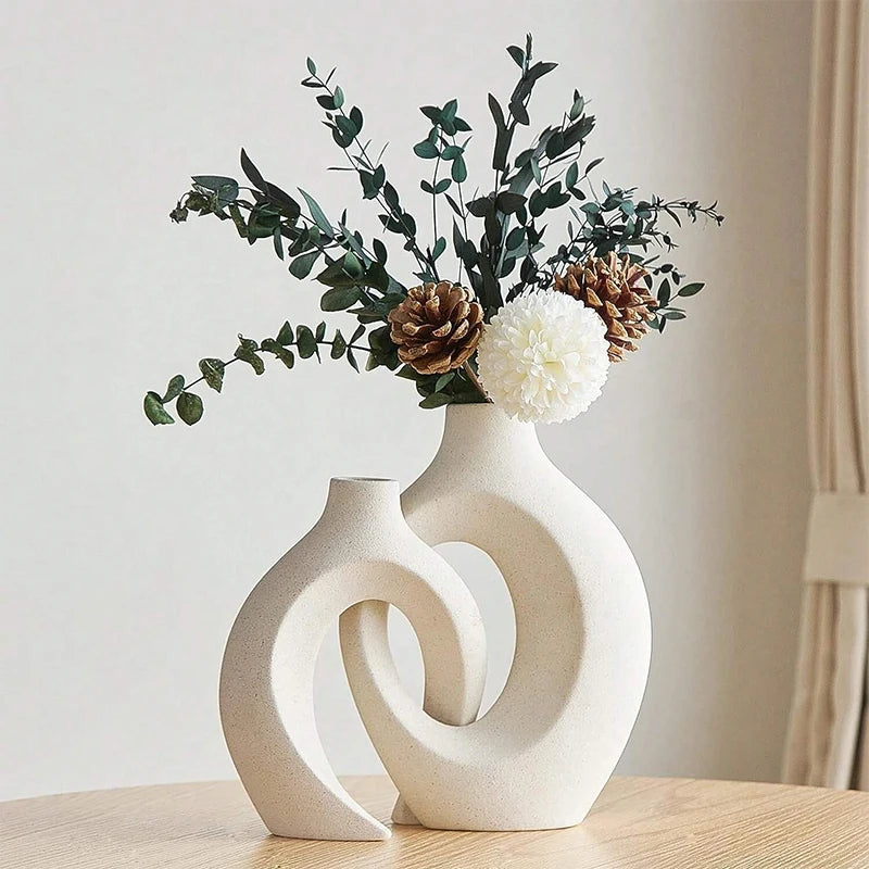 Nordic White Ceramic Vase Set