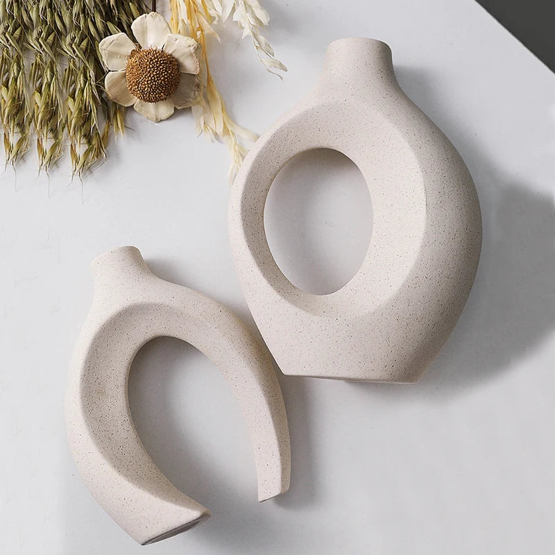 Nordic White Ceramic Vase Set