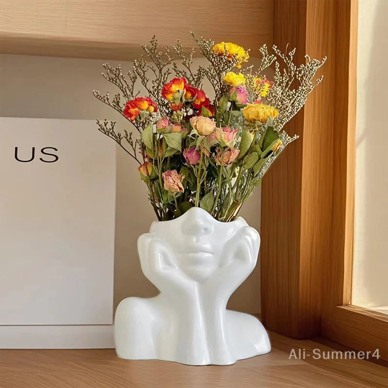 Nordic Art Girl Flower Vase